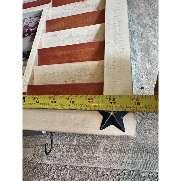 VTG WALL HANGING AMERICAN FLAG PICTURE FRAME KEY HOLDER STARS & STRIPES RUSTIC - Picture 5 of 12